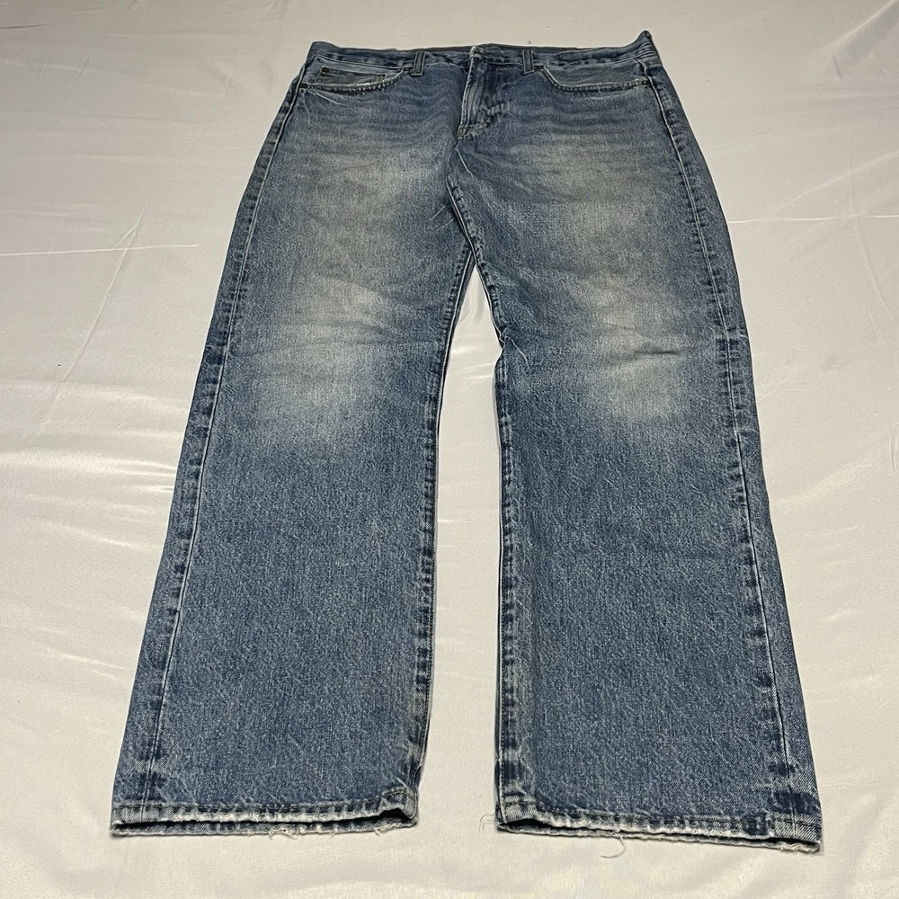 Y2K American Eagle Relaxed Straight Jeans Mens Fits 34x33 Blue Denim Great Fade